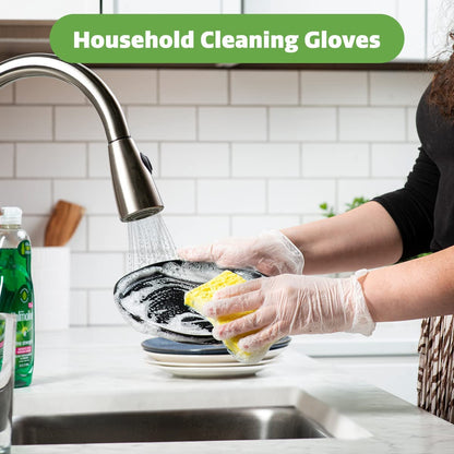 Clear Powder Free Vinyl Disposable Plastic Gloves [100 Pack]